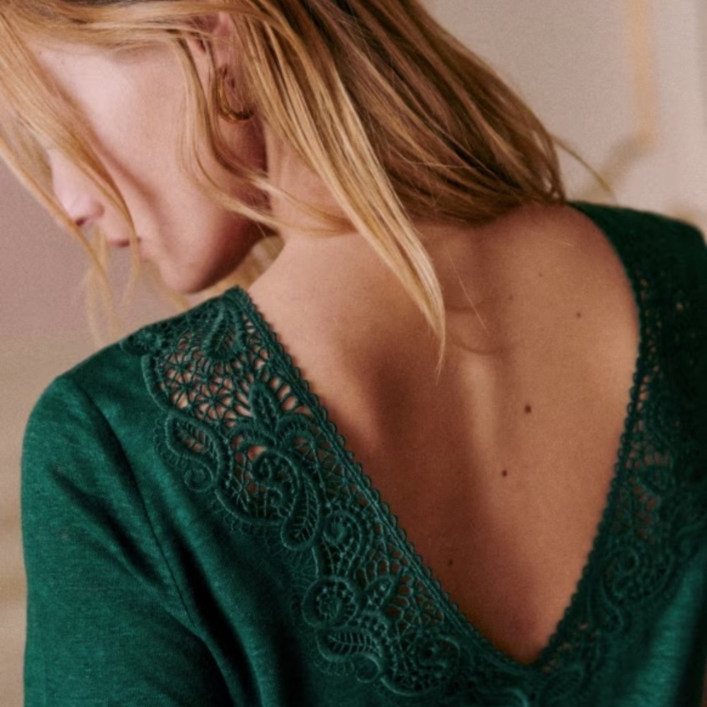 Sézane Mina T-Shirt in Emerald Green